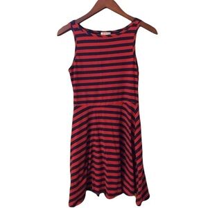 Vtg Y2k F 21 red blue striped circle skirt tank dress nautical coastal cowgirl